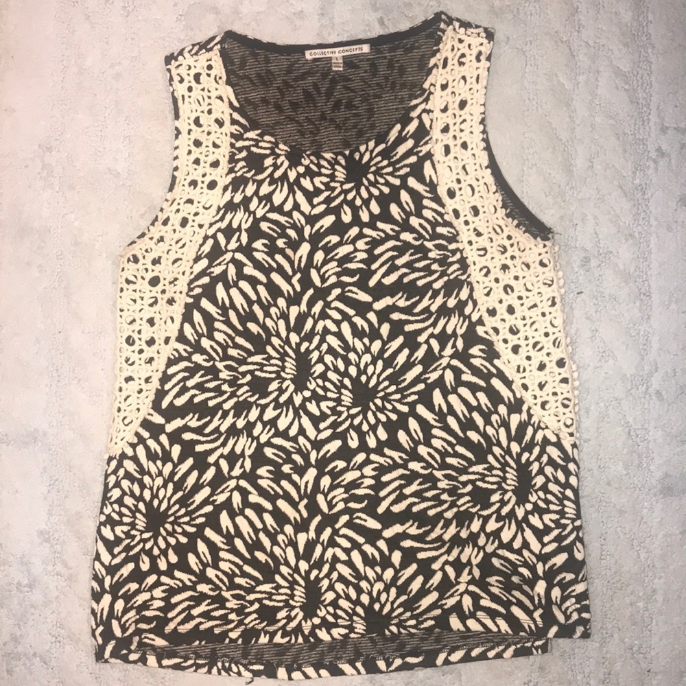 Black and white floral tank
